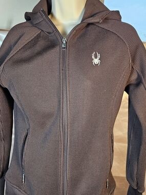 Spyder Women’s Core Sweater Jacket Hooded Heavy Knit Brown Size M